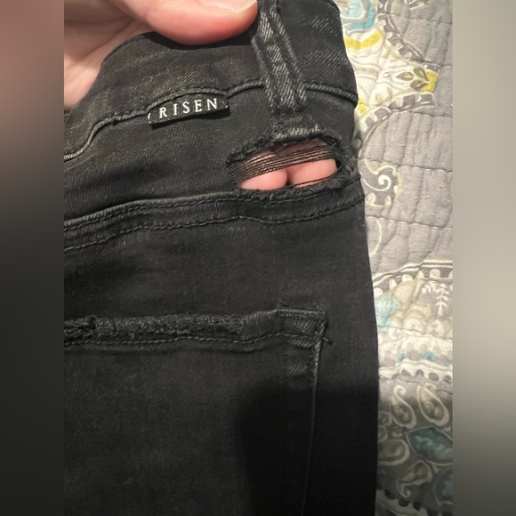 *FLAWED* Risen High-Rise Cross Over Two Toned Straight Jeans Size 11/30 - Picture 9 of 9